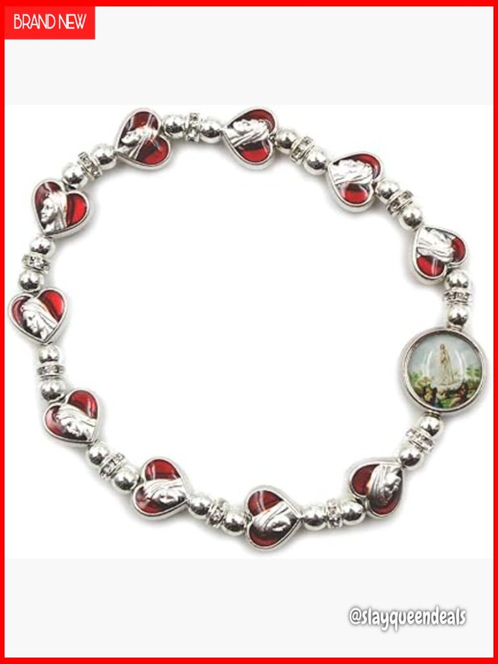 Handmade Portugal Faith Rosary Bracelet Stretch Cord Enamel